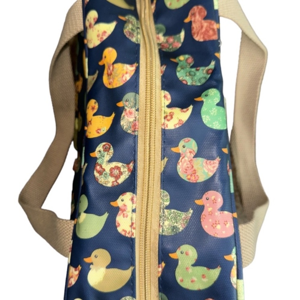Peony Garden Duck Print Insulated Work Lunch Bag Cooler Tote Reusable Lunch Tote - Picture 4 of 7